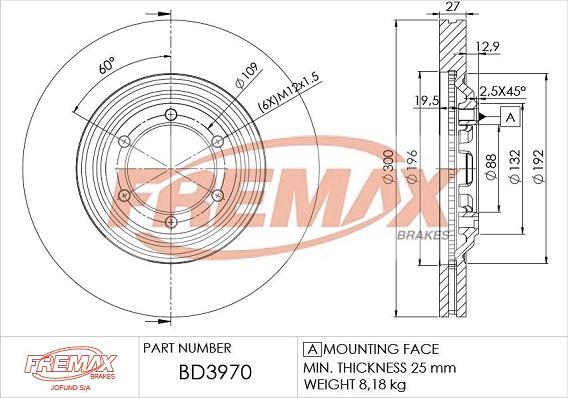 FREMAX BD-3970 - Гальмівний диск autozip.com.ua