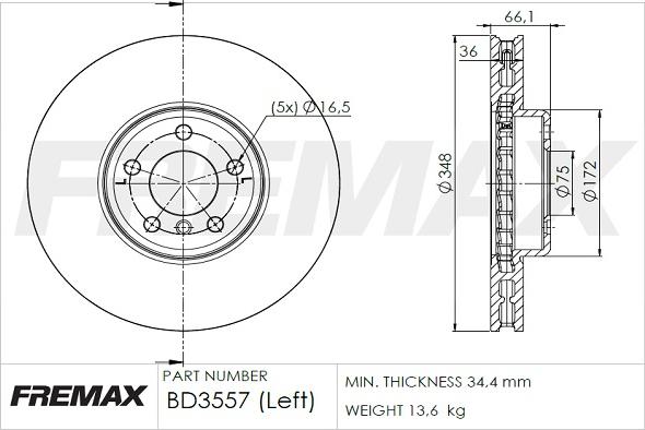 FREMAX BD-3557 - Гальмівний диск autozip.com.ua