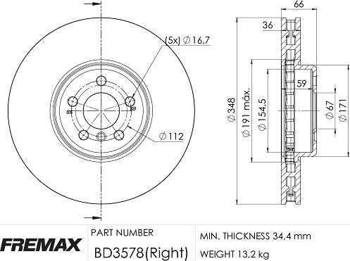 FREMAX BD-3578 - Гальмівний диск autozip.com.ua