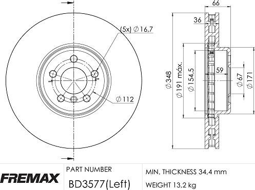 FREMAX BD-3577 - Гальмівний диск autozip.com.ua