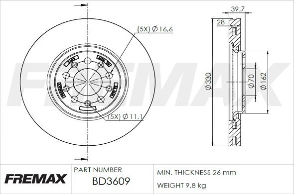 FREMAX BD-3609 - Гальмівний диск autozip.com.ua