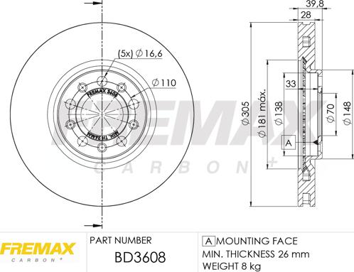 FREMAX BD-3608 - Гальмівний диск autozip.com.ua