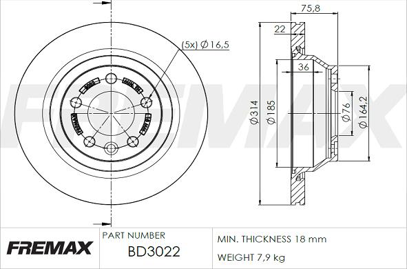 FREMAX BD-3022 - Гальмівний диск autozip.com.ua