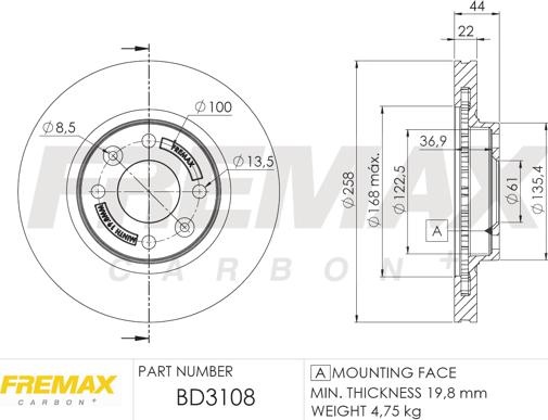 FREMAX BD-3108 - Гальмівний диск autozip.com.ua