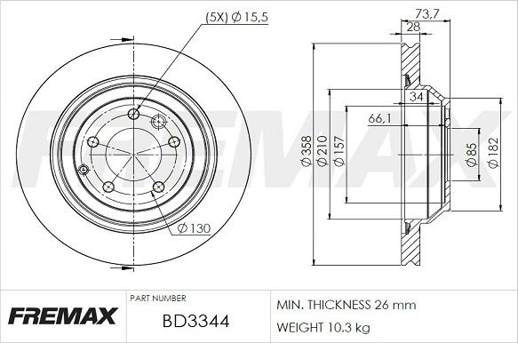 FREMAX BD-3344 - Гальмівний диск autozip.com.ua