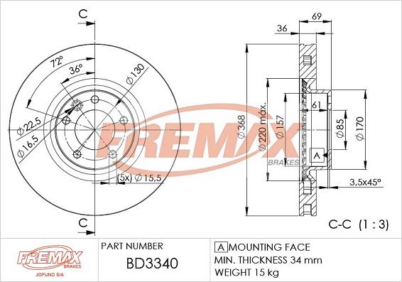 FREMAX BD-3340 - Гальмівний диск autozip.com.ua