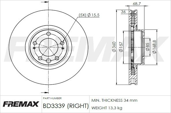 FREMAX BD-3339 - Гальмівний диск autozip.com.ua