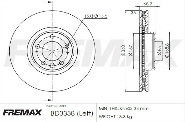 FREMAX BD-3338 - Гальмівний диск autozip.com.ua