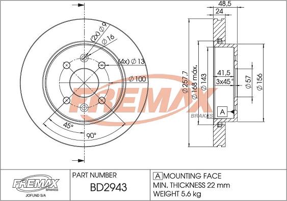 FREMAX BD-2943 - Гальмівний диск autozip.com.ua