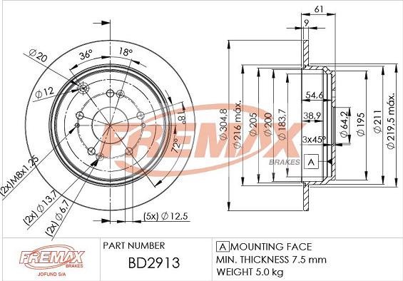 FREMAX BD-2913 - Гальмівний диск autozip.com.ua