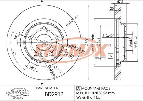 FREMAX BD-2912 - Гальмівний диск autozip.com.ua