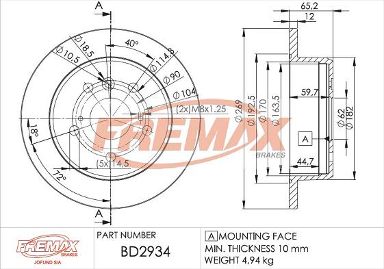 FREMAX BD-2934 - Гальмівний диск autozip.com.ua