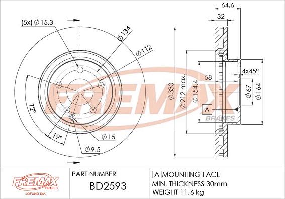 FREMAX BD-2593 - Гальмівний диск autozip.com.ua