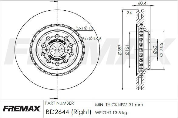 FREMAX BD-2644 - Гальмівний диск autozip.com.ua