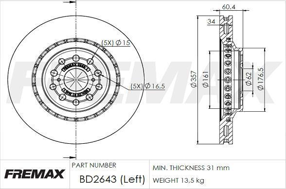 FREMAX BD-2643 - Гальмівний диск autozip.com.ua