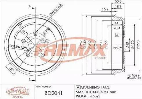 FREMAX BD-2041 - Гальмівний барабан autozip.com.ua