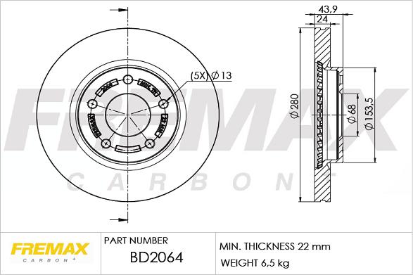 FREMAX BD-2064 - Гальмівний диск autozip.com.ua