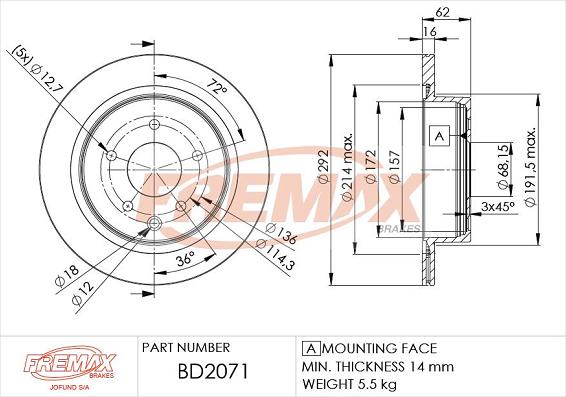 FREMAX BD-2071 - Гальмівний диск autozip.com.ua