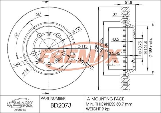 FREMAX BD-2073 - Гальмівний диск autozip.com.ua