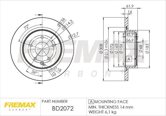 FREMAX BD-2072 - Гальмівний диск autozip.com.ua