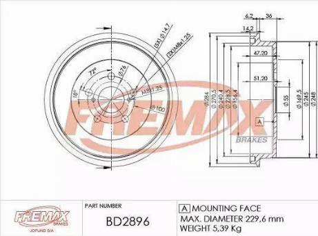 FREMAX BD-2896 - Гальмівний барабан autozip.com.ua