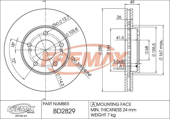 FREMAX BD-2829 - Гальмівний диск autozip.com.ua