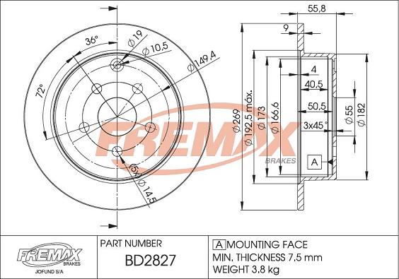 FREMAX BD-2827 - Гальмівний диск autozip.com.ua