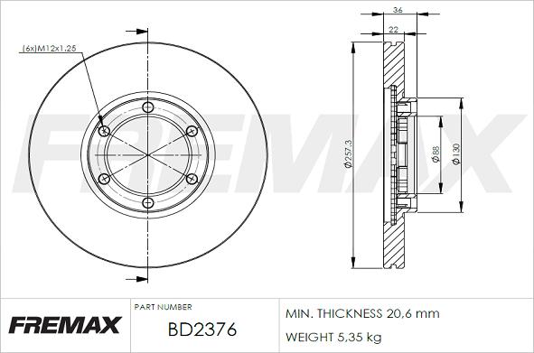 FREMAX BD-2376 - Гальмівний диск autozip.com.ua