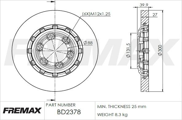 FREMAX BD-2378 - Гальмівний диск autozip.com.ua