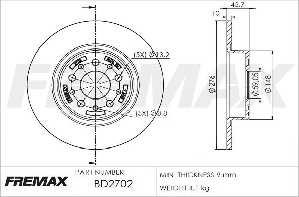 FREMAX BD-2702 - Гальмівний диск autozip.com.ua