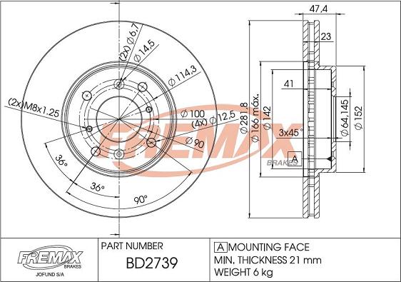 FREMAX BD-2739 - Гальмівний диск autozip.com.ua