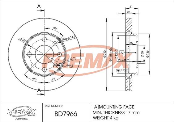 FREMAX BD-7966 - Гальмівний диск autozip.com.ua