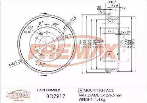 FREMAX BD-7917 - Гальмівний барабан autozip.com.ua