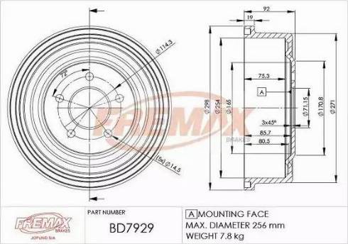 FREMAX BD-7929 - Гальмівний барабан autozip.com.ua