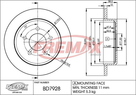 FREMAX BD-7928 - Гальмівний диск autozip.com.ua