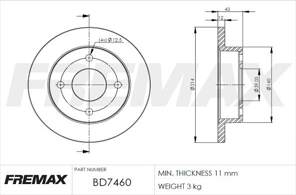 FREMAX BD-7460 - Гальмівний диск autozip.com.ua