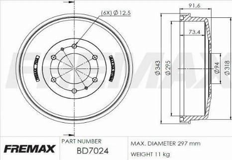 FREMAX BD-7024 - Гальмівний барабан autozip.com.ua