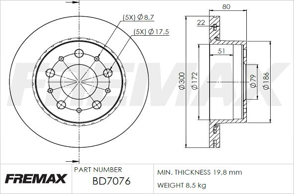 FREMAX BD-7076 - Гальмівний диск autozip.com.ua