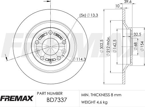 FREMAX BD-7337 - Гальмівний диск autozip.com.ua