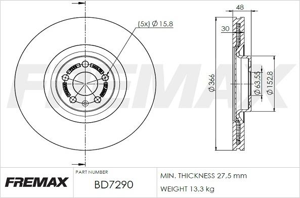 FREMAX BD-7290 - Гальмівний диск autozip.com.ua