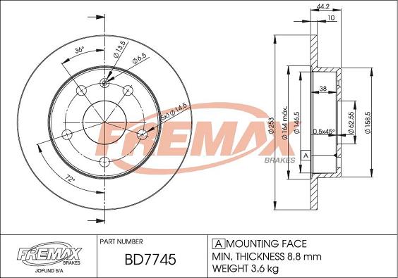 FREMAX BD-7745 - Гальмівний диск autozip.com.ua