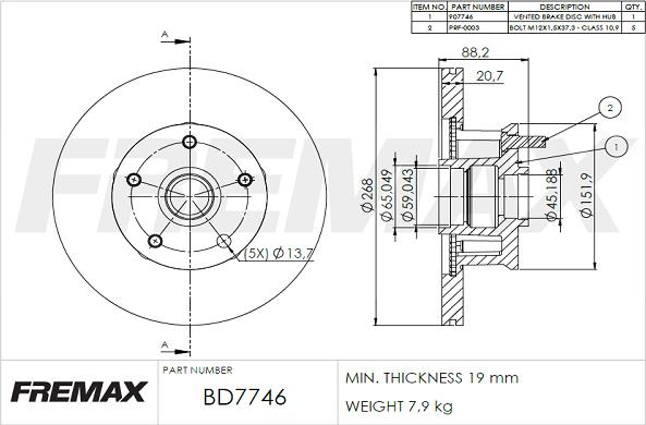 FREMAX BD-7746 - Гальмівний диск autozip.com.ua