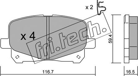 Fri.Tech. 459.0 - Гальмівні колодки, дискові гальма autozip.com.ua