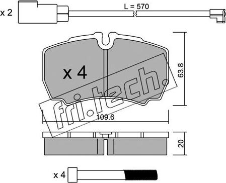 Fri.Tech. 620.2W - Гальмівні колодки, дискові гальма autozip.com.ua