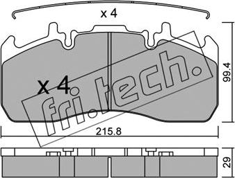 Fri.Tech. 824.0 - Гальмівні колодки, дискові гальма autozip.com.ua