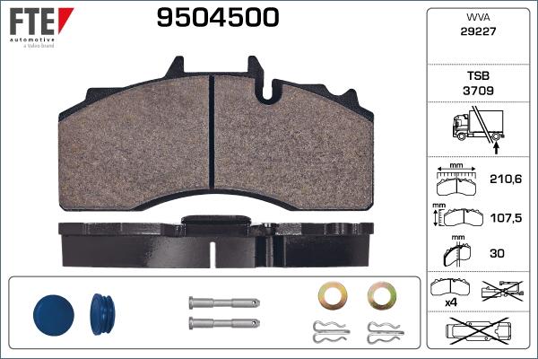 FTE 9504500 - Гальмівні колодки, дискові гальма autozip.com.ua