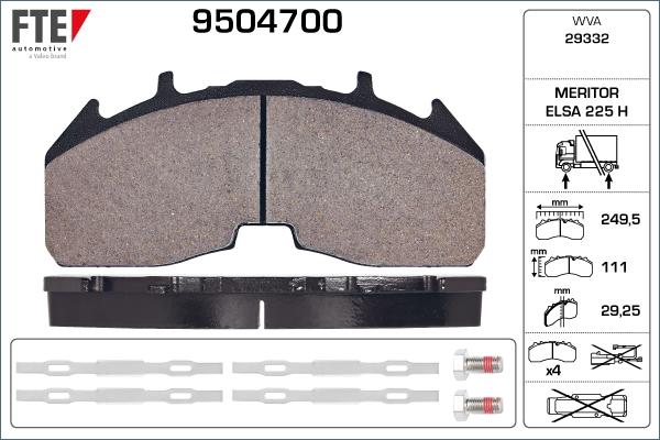 FTE 9504700 - Гальмівні колодки, дискові гальма autozip.com.ua