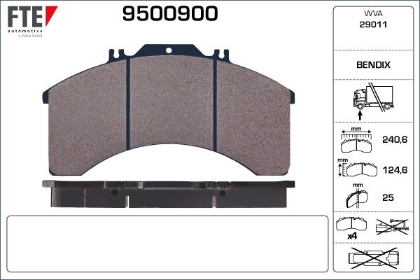 FTE 9500900 - Гальмівні колодки, дискові гальма autozip.com.ua