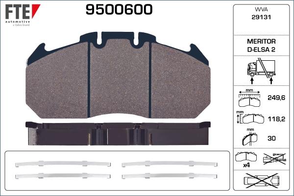 FTE 9500600 - Гальмівні колодки, дискові гальма autozip.com.ua