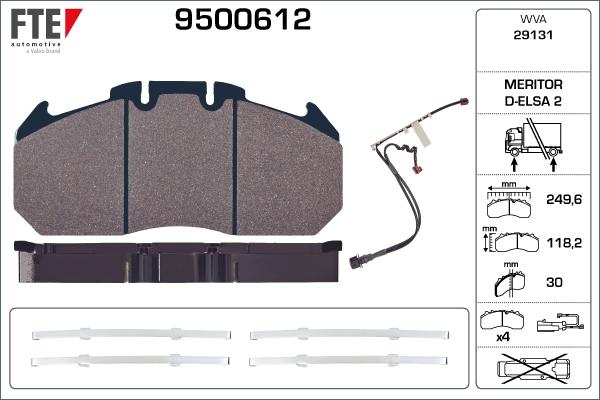 FTE 9500612 - Гальмівні колодки, дискові гальма autozip.com.ua